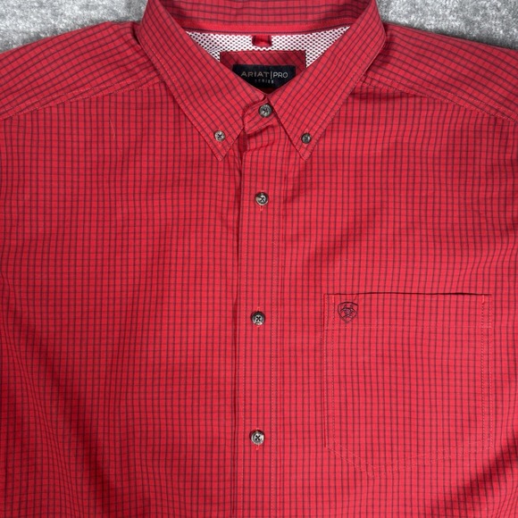 Ariat‎ Pro Series Shirt Men's XL Red Long Sleeve Button Up Rodeo Cowboy Western - Picture 5 of 7